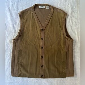 Orvis Knit Fishing Vest Canvas Like Front Sz L Button Front Rare Fisherman